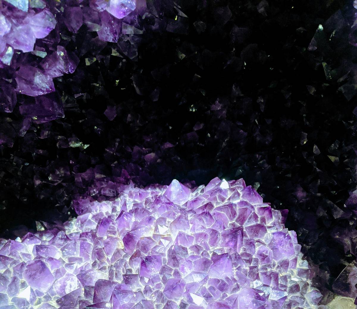 Authentic organic crystals arranged for spiritual uses with intention cards